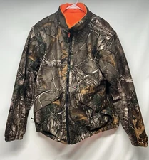 10X Jacket Mens L Camo Realtree Xtra Brown Midweight Zip Off Sleeves Vest EUC
