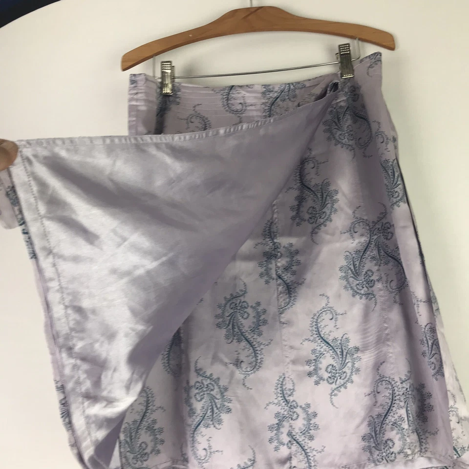 Falda Paul & Joe Seda Lila Líneas Florales Talla M Foto 3 de 4