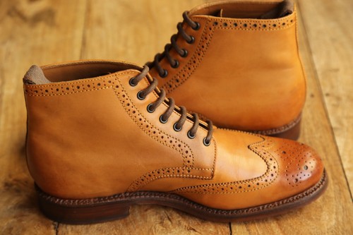 Botas Derby Brogue de Cuero Marrón Tostado Grenson Zapatos para Hombres Reino Unido 8.5 G EE. UU. 9.5 UE 42.5 - Imagen 7 de 11