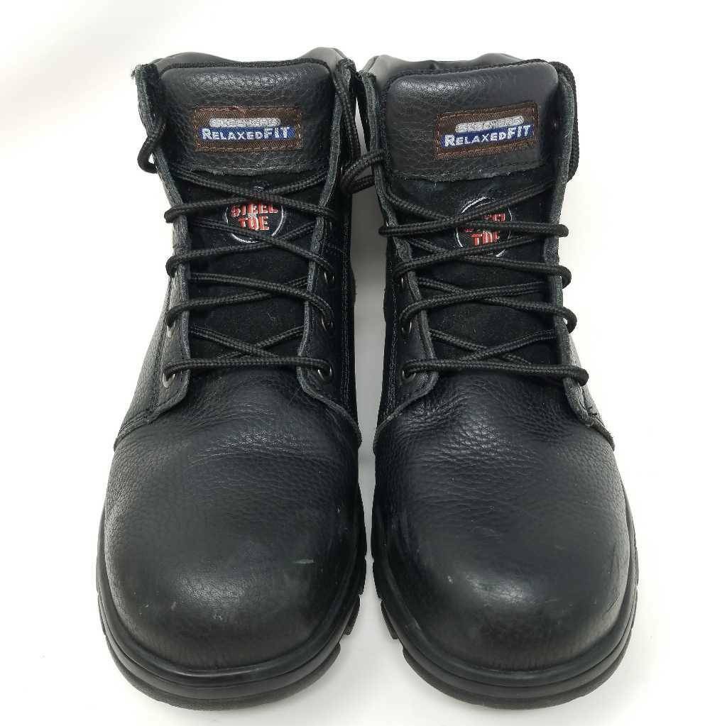 black slip on safety boots