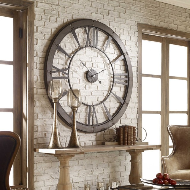 60 Farmhouse Industrial Roman Wall Clock Rustic Restoration