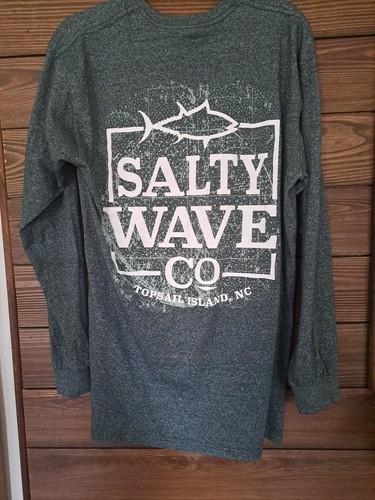 Salty Wave Long Tee Topsail Island Coastal Lifestyle Grafik Herren Gr. XL grün - Bild 7 von 10