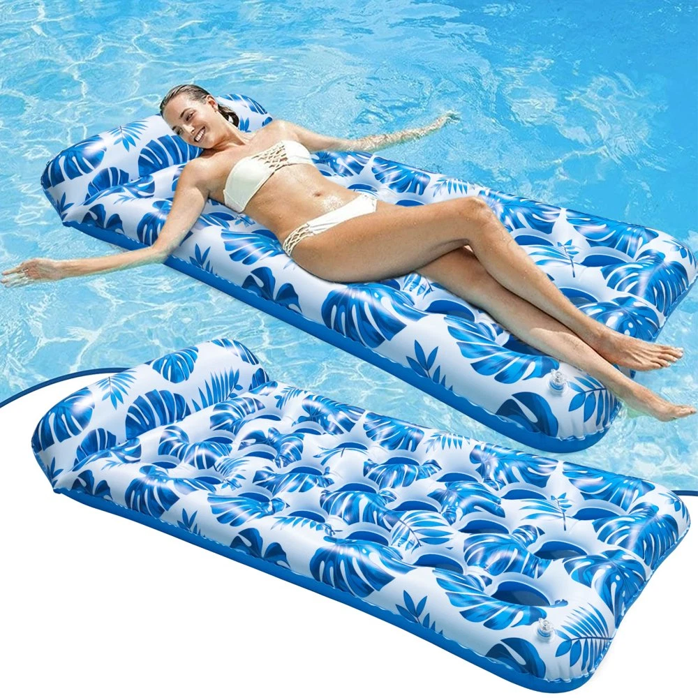 Inflatable Pool Floats for Adults with Headrest 73 X 34 Inches Blue