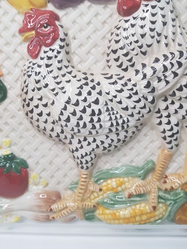 Fitz & Floyd Rooster & Hen Wall Hanging Plaque Thanksgiving Ceramic Art - Picture 3 of 9