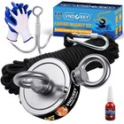 Upto 1800 Lbs Fishing Magnet Kit Pull Force Strong Neodymium + Carabiner+ Rope