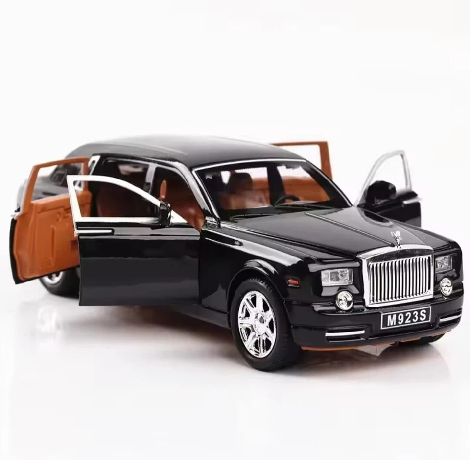 1:25 Rollos Phantom Lujo Aleación Diecast Coche Modelo Niños Adultos Negro Luces y Sonido Foto 2 de 4