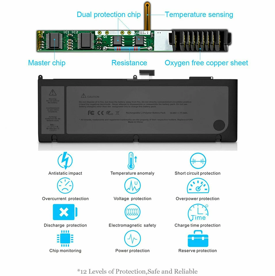 Batería A1382 para MacBook Pro 15" A1286 020-7134-A (principios/finales de 2011 mediados de 2012) Foto 4 de 4