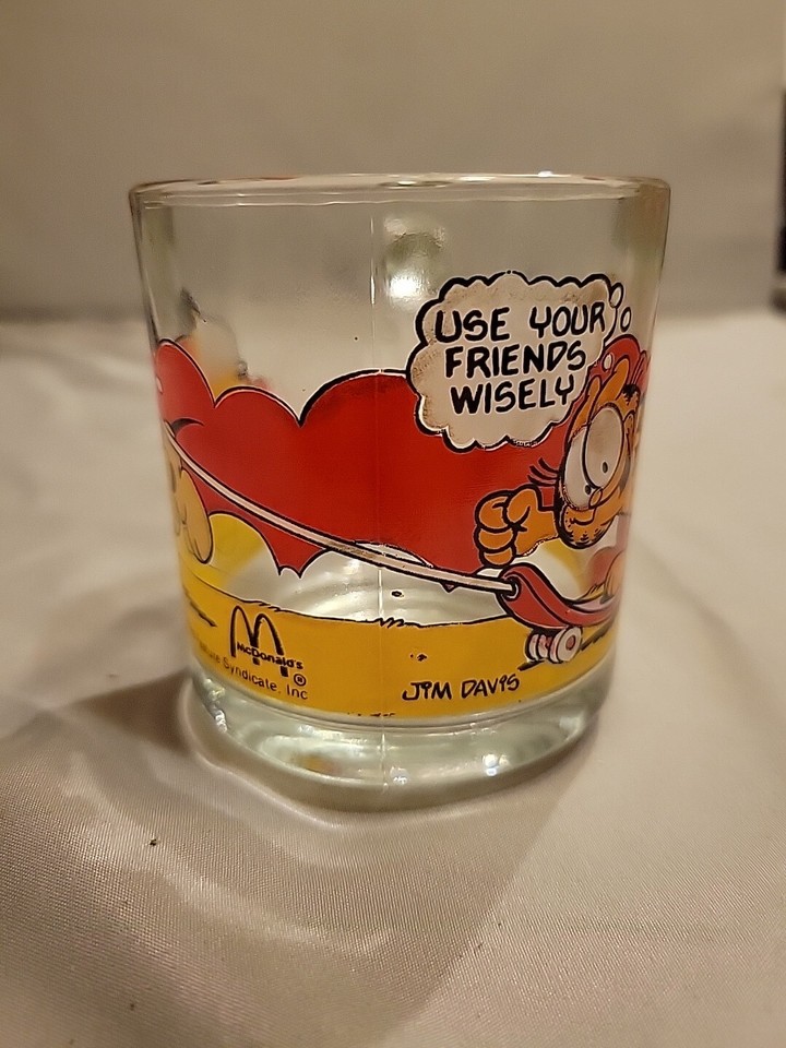 Vintage 1978 Garfield Glass Mugs from McDonalds "Use Your Friends Wisely" eBay