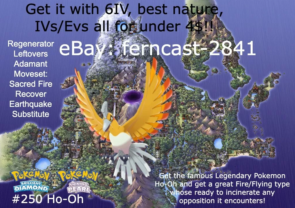 Shiny Legendary Ho-Oh / Pokémon Brilliant Diamond and Shining Pearl / 6IV  Pokemon / Shiny Pokemon / Legendary Pokemon