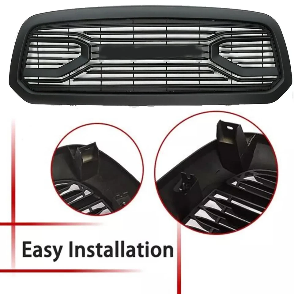 For 2013-2018 1500 Dodge Ram Front Grille Bumper Mesh Black Grill W/ Letters ABS Foto 3 de 4