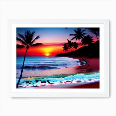 Sunset At The Beach 328 Art Print Framed Wall Art Poster Canvas Print Picture