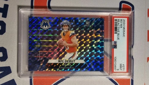 2024 Panini Mosaic - NFL Debut Bo Nix #271 Reactive Blue Mosaic Prizm (RC)