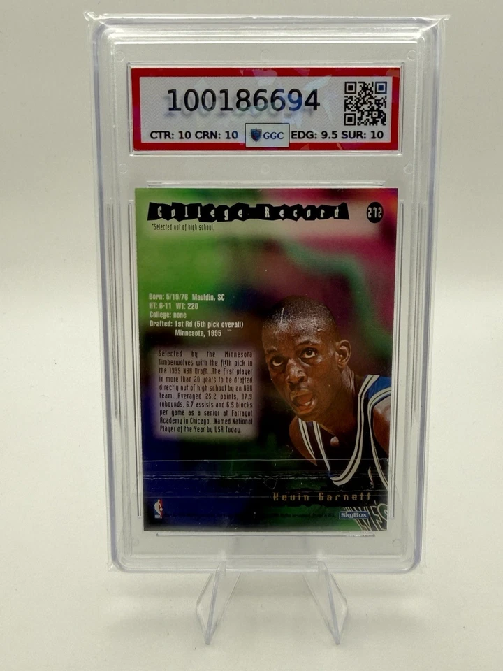 1996 Sky Box Hoops Kevin Garnett Rookie #272 Graded GGC Gem Mint 10  - Image 2 of 2