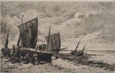 Emile Vernier: Pêcheurs Normands, GRAVURE Si...