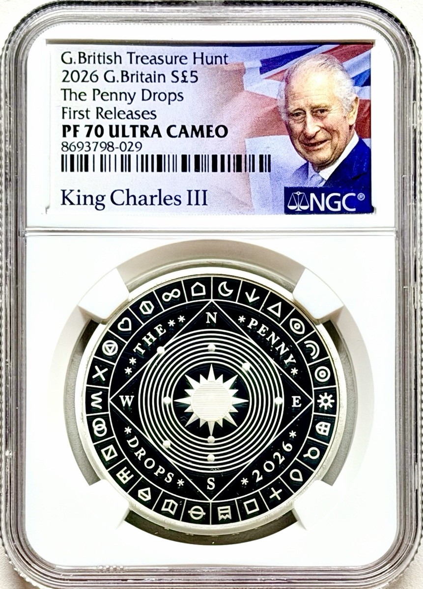 2026 GB S5PD SILVER 1OZ PROOF THE PENNY DROPS TREASURE HUNT NGC