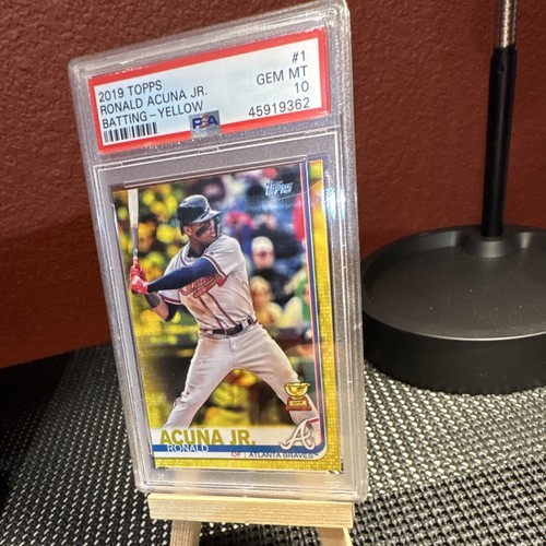 2019 Topps Ronald Acuna Jr. Batting #1 Yellow Parallel Braves PSA 10
