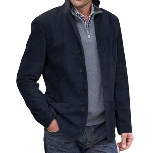 Men's Vintage Suit Coat Casual Blazer Jacket Streetwear Fall Button Down Outwear - Picture 5 of 18
