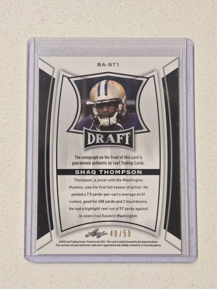 Shaq Thompson Autographed Rookie - 2015 Leaf Blue Metal Draft #'d 40/50 Auto - Image 2 of 2