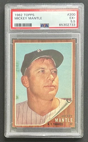 1962 Topps Mickey Mantle New York Yankees HOF Card #200 PSA EX+ 5.5 stunning