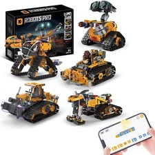 488pcs 5 in1 Robot Building Kit with Remote Control, Technic Coding Robotic Toys