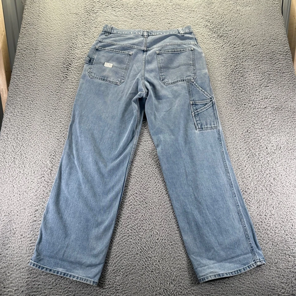 Pantalones de mezclilla vintage antiguos azul marino para hombre 33x32 azul lavado claro holgados pintores calce ropa de trabajo Foto 4 de 4