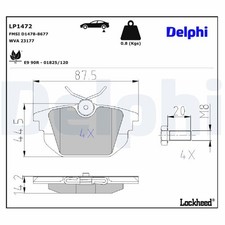 DELPHI Bremsbelagsatz, Scheibenbremse LP1472 für ALFA ROMEO FIAT LANCIA