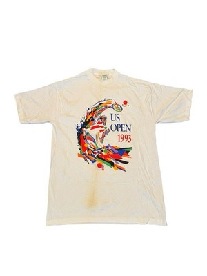 VTG 1993 US Open Tennis T-Shirt Large Feron s Sports White Abstract Graphic 90s