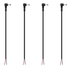 DC Power Pigtail Cable 4-Pack 5.5mm x 2.1mm 90 Degree Right Angle DC Barrel M...