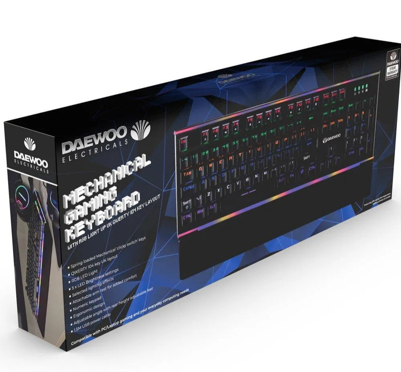 Mechanical Gaming Keyboard | 104 UK Keys RGB Rainbow LED Backlit USB Wired 1.5m