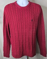 Chaps Cable Knit Sweater Men  s XL Red Fisherman Chunky Preppy Y2K 90s Vintage