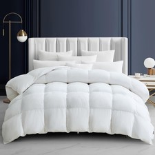 Queen Feather Down Comforter Heavyweight White Down Duvet Insert Ultra Soft 1...