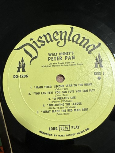 Walt's Disney's Peter Pan Original Music Soundtrack Vinyl Record Disneyland - Foto 9 di 9
