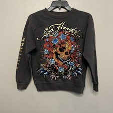 Kids Medium Ed Hardy Christian Audigier Bulldog Sweatshirt Gray