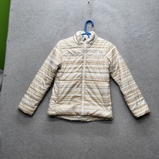 The North Face Girls Jacket M 10/12 Beige Puffer Fair Isle Logo Long Sleeve