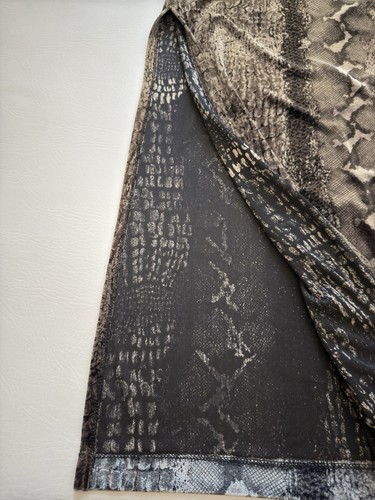 Vintage Carol Little Dress Women Size 10 Velvet Brown Snake Print Maxi Slits - Picture 16 of 19