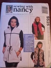 VTG McCall's 9525 Misses Unlined Vest 3 Lengths Sewing with Nancy SZ 8-22 UC FF