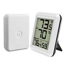 Indoor Outdoor Thermometer Hygrometer Wireless, Digital Temperature Humidity ...