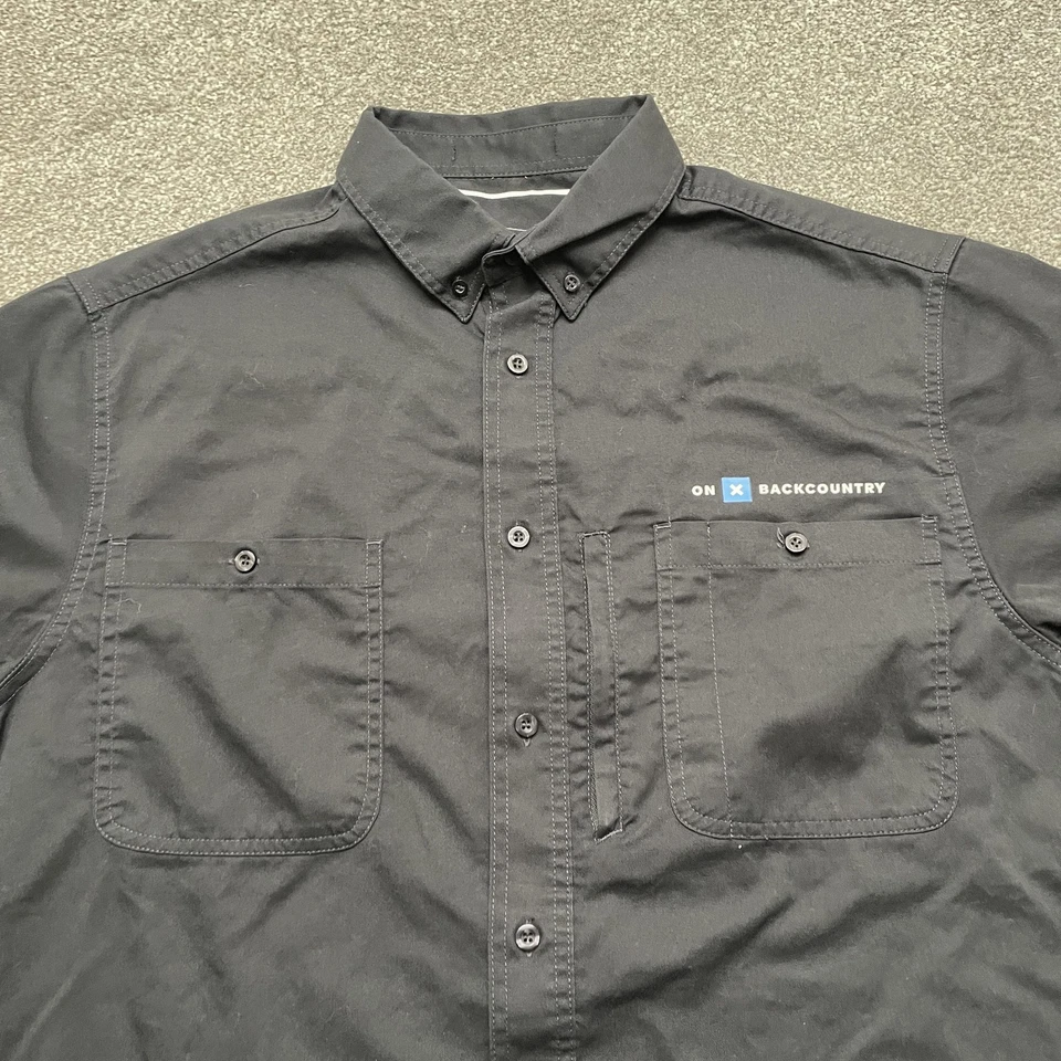 OnX Backcountry Shirt Mens Large Black Short Sleeve Button Down Hiking Graphic - Image 2 of 4