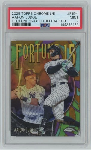 2025 Topps Chome GOLD LogoFractor Fortune 15 Aaron Judge /50 PSA 9 #F15-1 C49