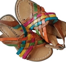 Girl's Toddler Colorful Open Toe 100% Leather Sandlas Size 3 - Made in Mexico