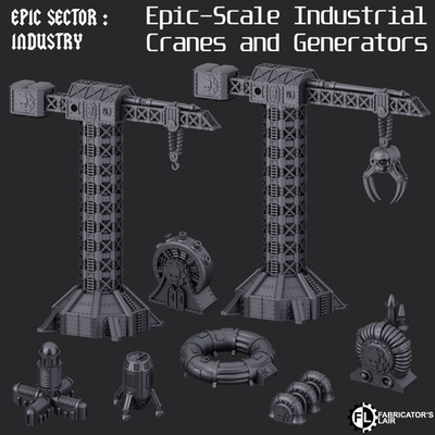 Industriekrane und Generatoren - 6/8 mm Sci-Fi Tabletop Wargaming Gelände