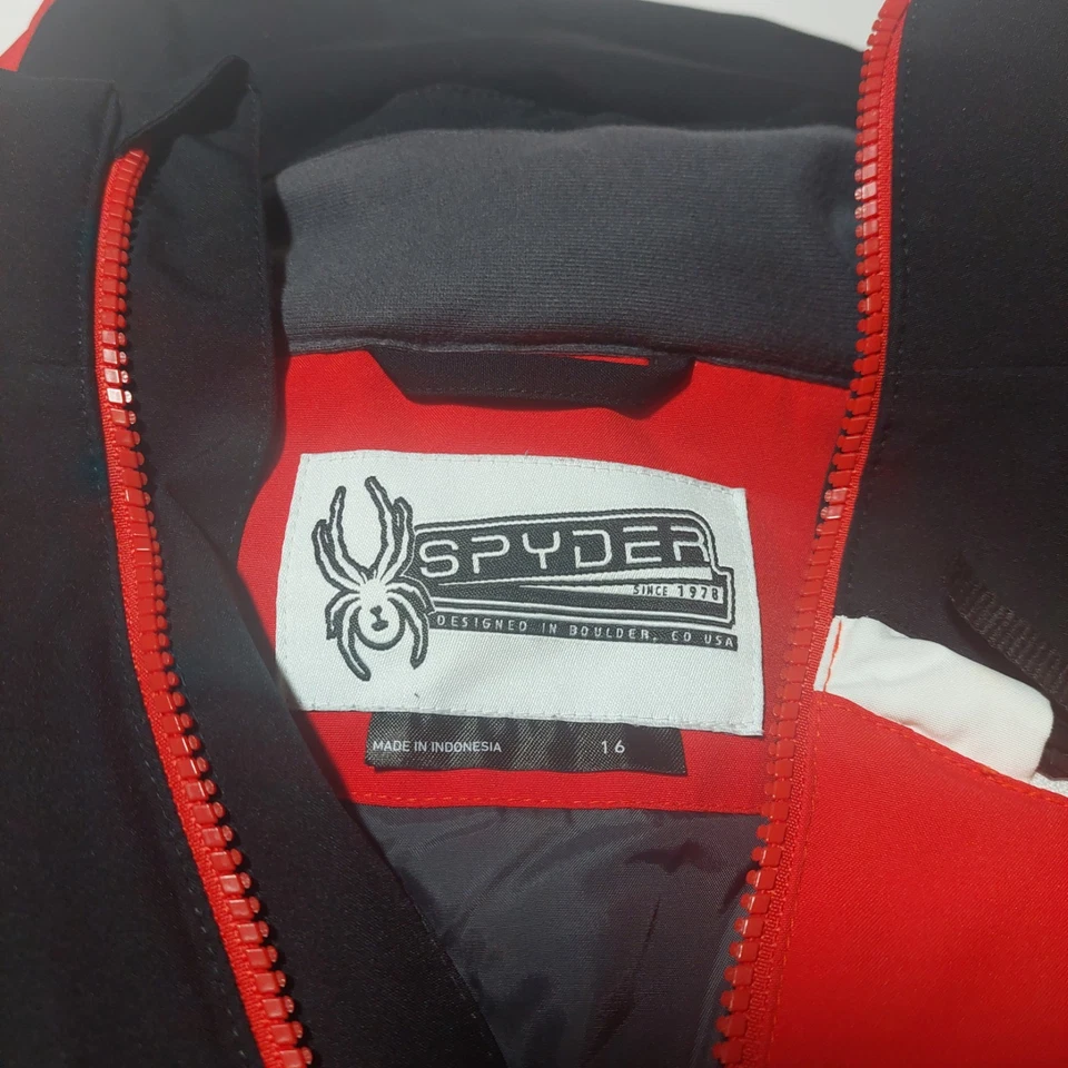 Spyder Challenger Ski Jacket Boys Size 16 Red Black Primaloft - Image 3 of 4