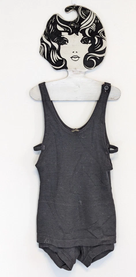 Старинный мужской купальник 1920-х годов Montgomery Ward из чистой шерсти камвольный черный? - Изображение 4 из 4