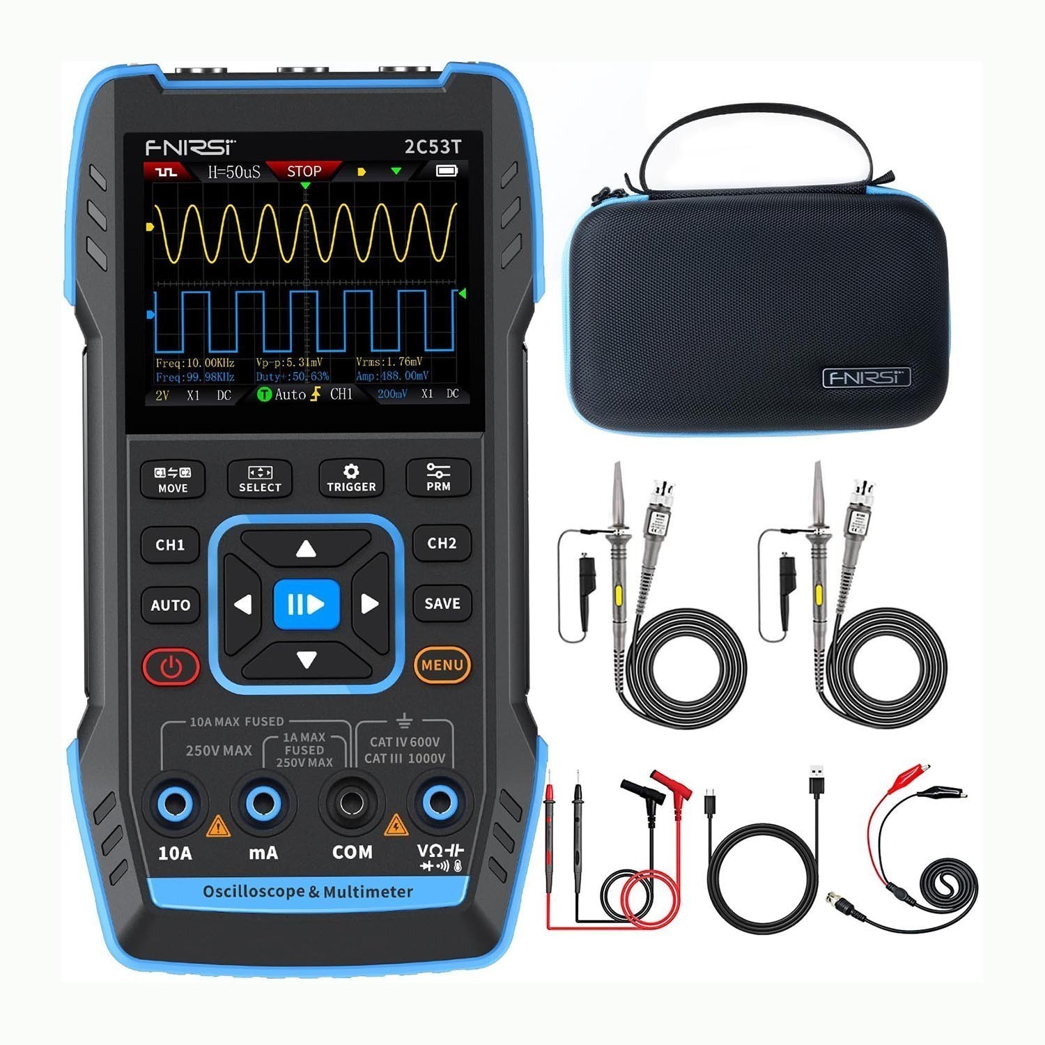 FNIRSI 2C53T Dual Channel Digital Oscilloscope Multimeter Signal Generator