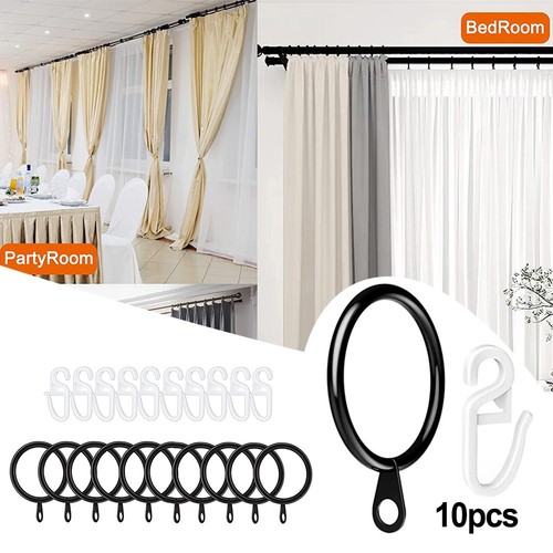 Pack Of 10 Metal Curtain-Rings Curtain Hanging-Rings Plastic Curtain Hooks - Picture 2 of 12