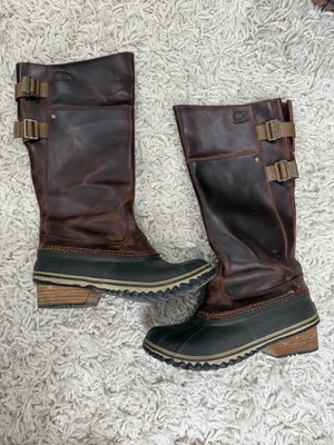 SOREL Women's Brown Slimpack Riding Tall Equestrian Leather Boots