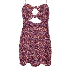 Zara Purple Mini Cocktail Dress Women S Cutout Front Chiffon Ruched Sexy NYE NWT