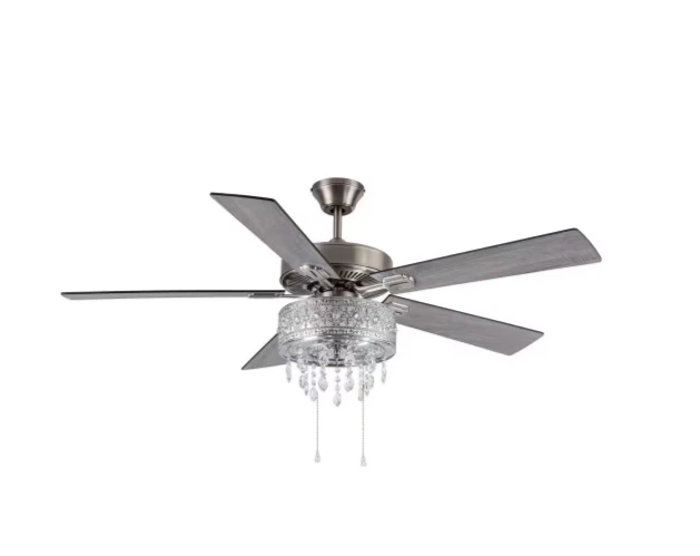River of Goods Modern Crystal Chandelier 52" LED Silver Ceiling Fan With Light - Image 4 of 4