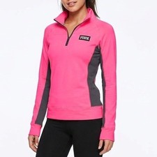 Pink Victoria's Secret Ultimate Jacket Womens S Pink Black Stretch Quarter Zip