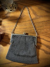 Antique Flapper Art Deco gunmetal chainmail Purse Handbag Made In France